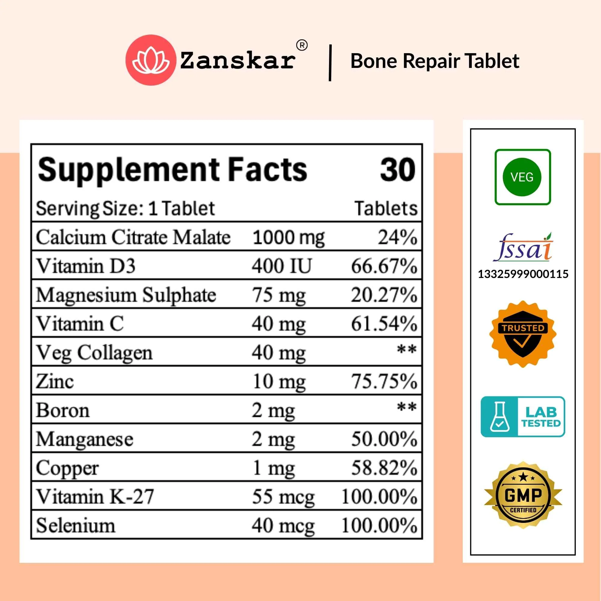 Advanced Bone Health Supplement - 90 tablets - Image 7